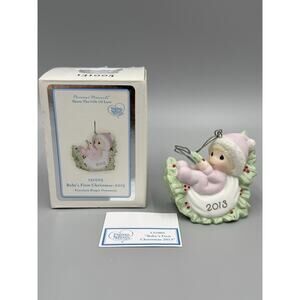 Precious Moments Baby's First Christmas 2013 Pink Ornament Porcelain 131005